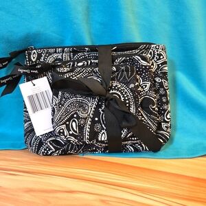 NWT Vera Bradley Stellar Paisley Cosmetic Trio,  Black & White small bags